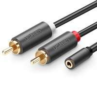 Ugreen Kabel Audiokabel 3,5 mm Miniklinke (weiblich) - 2 RCA (männlich) 25 cm grau (AV102 10561)
