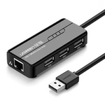 Ugreen 20264 RJ45 / USB-A 10/100Mbps HUB 3x USB-A 2.0 network adapter - black