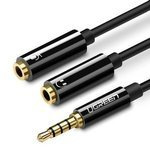 UGREEN Audio Splitter Cable AUX Mini Jack 3.5mm For Headphones With Microphone 20cm Black