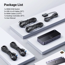 Ugreen CM664 HDMI switch 2in1 KVM switch - black