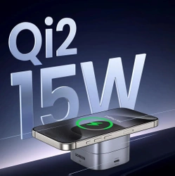 Ładowarka indukcyjna Qi 2w1 Ugreen W702 do Iphone, AirPods, 15W (szara)
