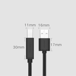 Kabel für den Drucker Ugreen US122 USB-B USB-A 2.0 10m - schwarz