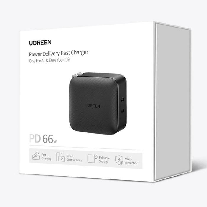 Ugreen Ladegerät 2x USB Typ C 66W Power Delivery 3.0 Quick Charge 4.0+ schwarz (CD216)