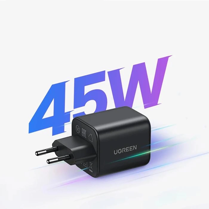 Charger networking Ugreen Nexode N Series X525 45W GaN 1x USB-A 1x USB-C - black