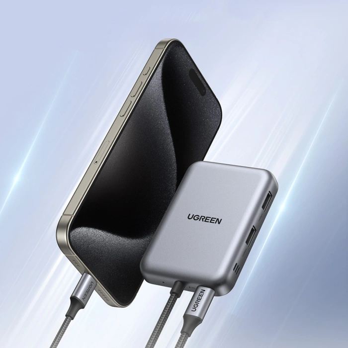 Hub Ugreen USB-C 7w1 HDMI USB-C USB-A SD/TF - szary