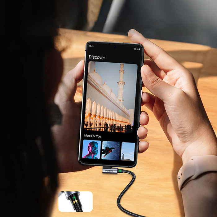 Ugreen 90° angled cable USB C - USB 2.0 480Mbps 3A 3m black (US176)