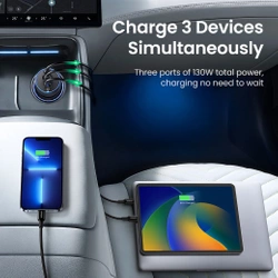 Ładowarka samochodowa UGREEN CD293, 2XUSB-C PD+ USB-A 130W (czarna)