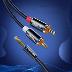 Ugreen kabel przewód audio 3,5 mm mini jack - 2RCA 1,5m czarny (AV116)