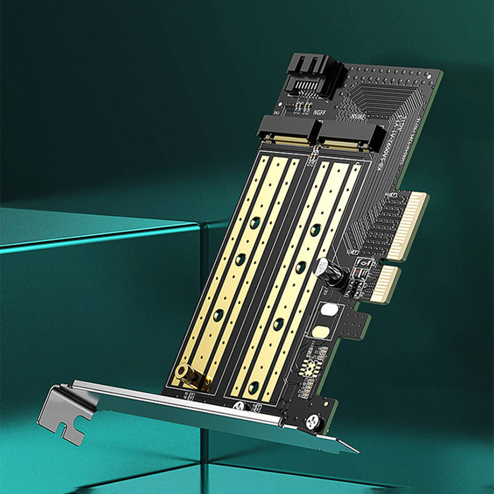 Ugreen Erweiterungskartenadapter PCIe 3.0 x4 zu SSD M.2 M-Key / M.2 B-Key schwarz (CM302)