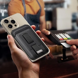 Portfel magnetyczny z funkcją podstawki i uchwytu do iPhone MagSafe, Ugreen LP836, skórzany (czarny)