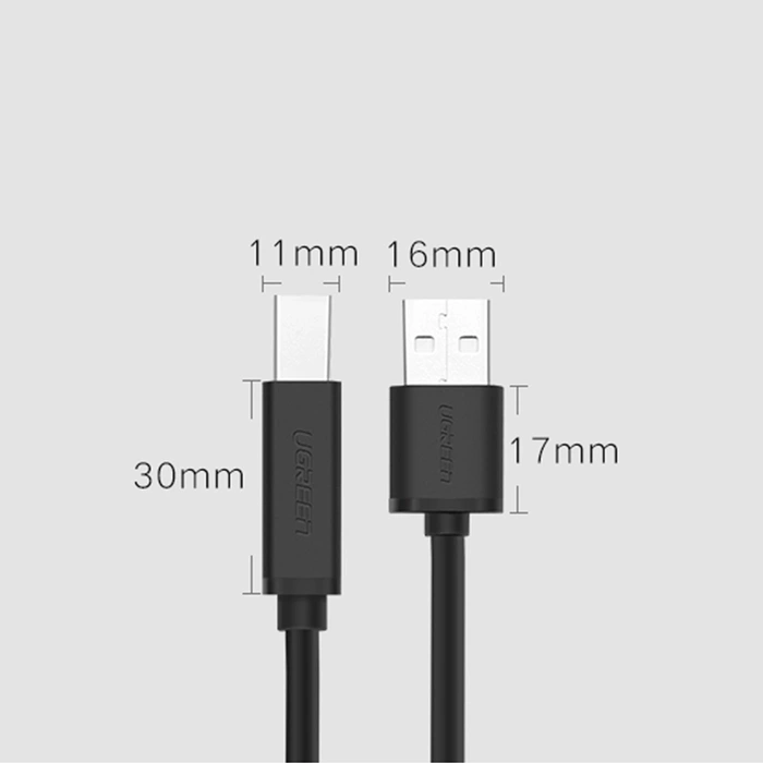 Cable for printer Ugreen US122 USB-B USB-A 2.0 10m - black