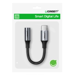 Ugreen AV161 adapter for headphones mini jack 3.5 mm (female) / USB-C (male) 10 cm - gray
