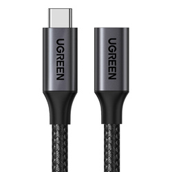 Kabel USB 3.2 Ugreen US372 męski USB-C do żeński USB-C Gen2 0,5m (czarny)