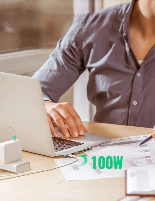 HUB Ugreen 60559 2x USB-C / USB-C PD (Thunderbolt 3, 100 W, 4K 60 Hz, 10 Gbit/s) / HDMI 4K 30 Hz / 3x USB 3.0 für MacBook Pro / Air – Grau