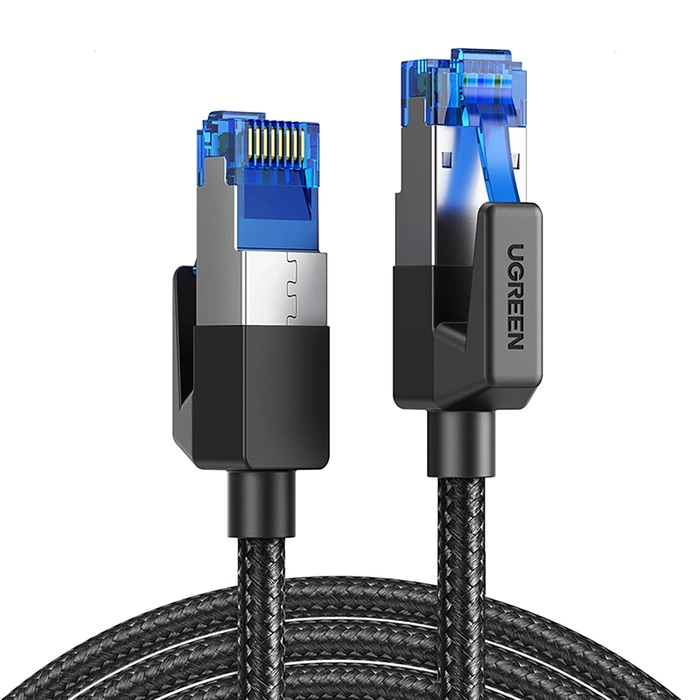 UGREEN NW153 Kabel geflochtenes Netzwerkkabel, Ethernet RJ45, Kat.8, F/FTP, 1,5m (schwarz)
