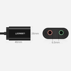 Ugreen externe Soundkarte Musikadapter USB - 3,5 mm Miniklinke 15 cm weiß (US205 30143)