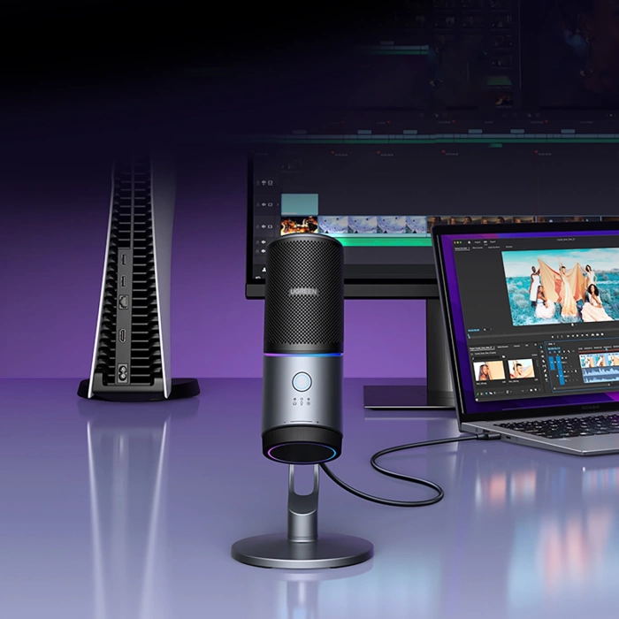 Mikrofon Ugreen CM769 na biurko, z USB-A, RGB LED - srebrny