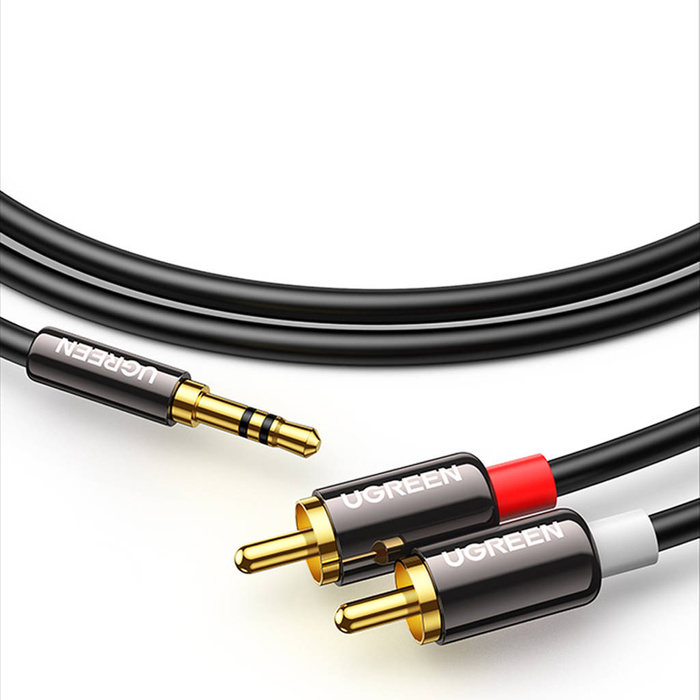 Ugreen kabel przewód audio 3,5 mm mini jack - 2RCA 1,5m czarny (AV116)