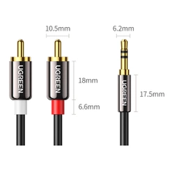 Ugreen kabel przewód audio 3,5 mm mini jack - 2RCA 1,5m czarny (AV116)