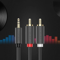 Przewód UGREEN AV102 2x RCA (Cinch) jack 3.5 mm 2m (czarny)