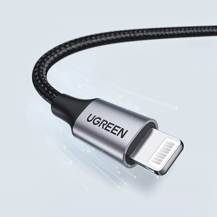 Kabel Lightning do USB UGREEN 2.4A US199, 1.5m (czarny)