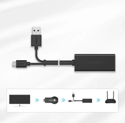 Ugreen 30985 external network card for Chromecast with micro USB / USB-A connectors 100Mb/s 1m - black