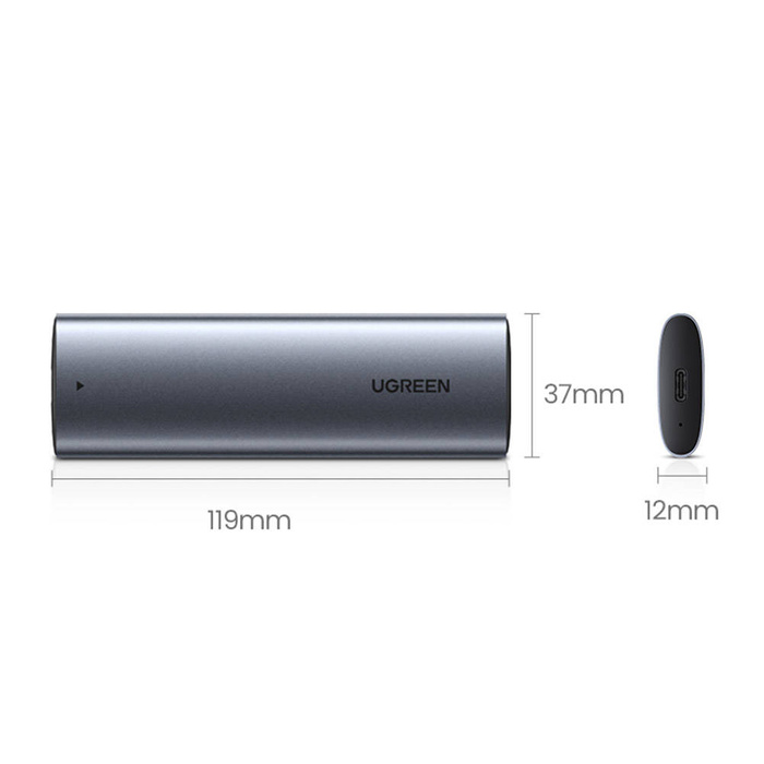 Ugreen Festplattenschacht M.2 B-Key SATA 3.0 5 Gbps Grau + USB Typ C Kabel (CM400)