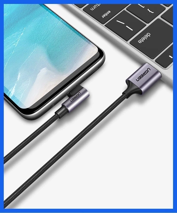 Ugreen US284 50942 USB-A (straight) / USB-C (angled) cable 3A 2m - gray