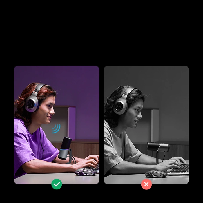 Mikrofon Ugreen CM769 na biurko, z USB-A, RGB LED - srebrny