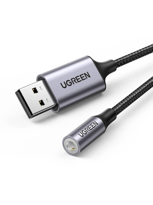 Audio Adapter UGREEN CM477, USB to Mini Jack 3.5mm AUX (grey)