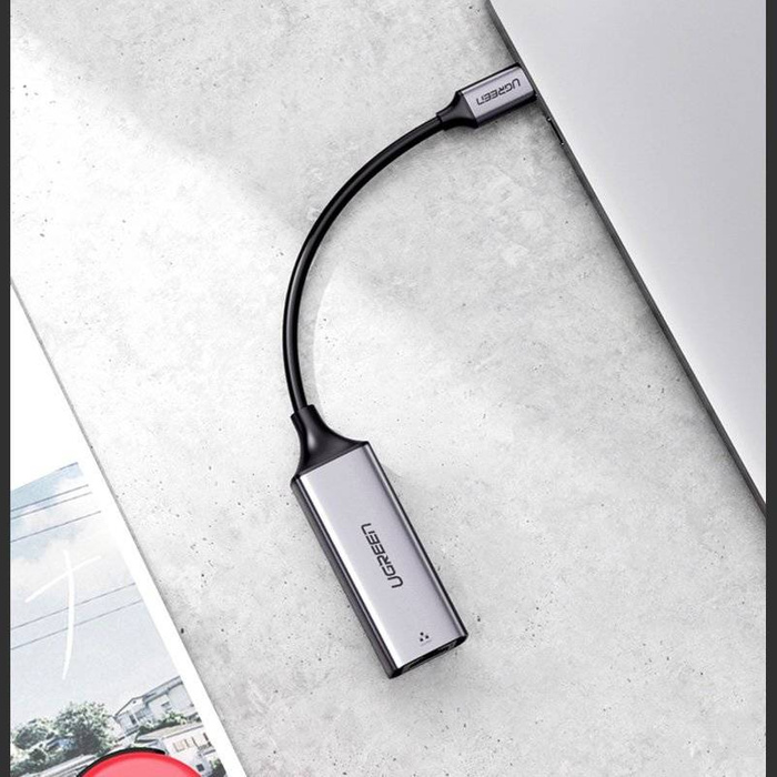 Ugreen externer Netzwerkadapter RJ45 - USB Typ C (1000 Mbps / 1 Gbps) Gigabit Ethernet grau (CM199)