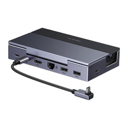 Docking Station Ugreen CM800 6-in-1, for Steam Deck / Asus ROG Ally mobile consoles, USB-C to HDMI 4K 120Hz, 2x USB, USB-C, RJ45 (grey)