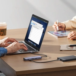 HUB Ugreen CM512 15598 6in1 USB-C - 3x USB-A 3.0 / HDMI / RJ45 / USB-C PD - gray