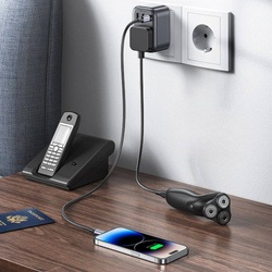 "Ładowarka sieciowa 30W (2xUSB/USB C/AC) / adapter UK - EU 13A Ugreen CD314 - czarna"