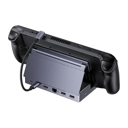 Docking Station Ugreen CM800 6-in-1, for Steam Deck / Asus ROG Ally mobile consoles, USB-C to HDMI 4K 120Hz, 2x USB, USB-C, RJ45 (grey)
