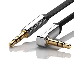 Ugreen płaski kabel przewód audio AUX 3,5 mm mini jack 1m srebrny (10597)