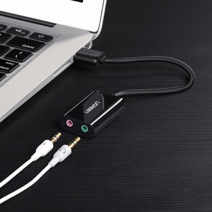 Ugreen external sound card music adapter USB - 3.5 mm mini jack 15 cm white (US205 30143)