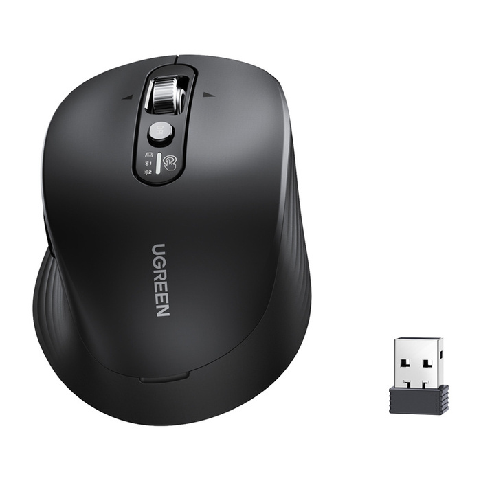 Wireless Mouse Ugreen M752, Bluetooth 5.4 + 2.4 GHz, 2xAA (black)