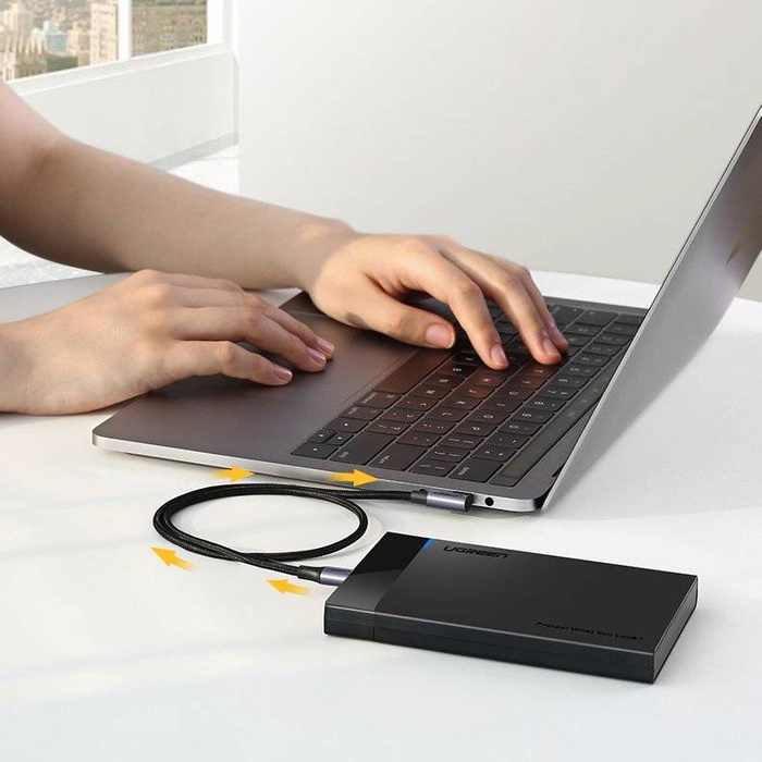 Ugreen angled cable USB Type C - USB Type C Power Delivery 60 W 20 V 3 A 2 m black-gray cable (US255 50125)