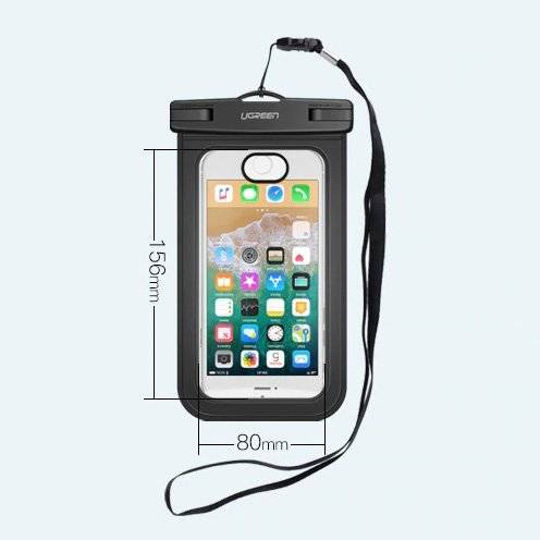 Ugreen universal waterproof cover phone case (max 6.0``) for swimming pool by the water IPX8 black (50919 LP186)