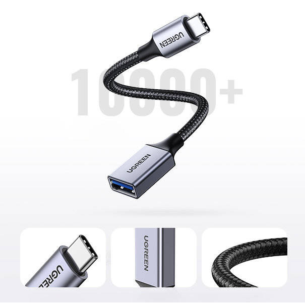 Kabel USB C (Stecker) - USB (Buchse) 3.0 OTG 0,15m Ugreen US378 - schwarz