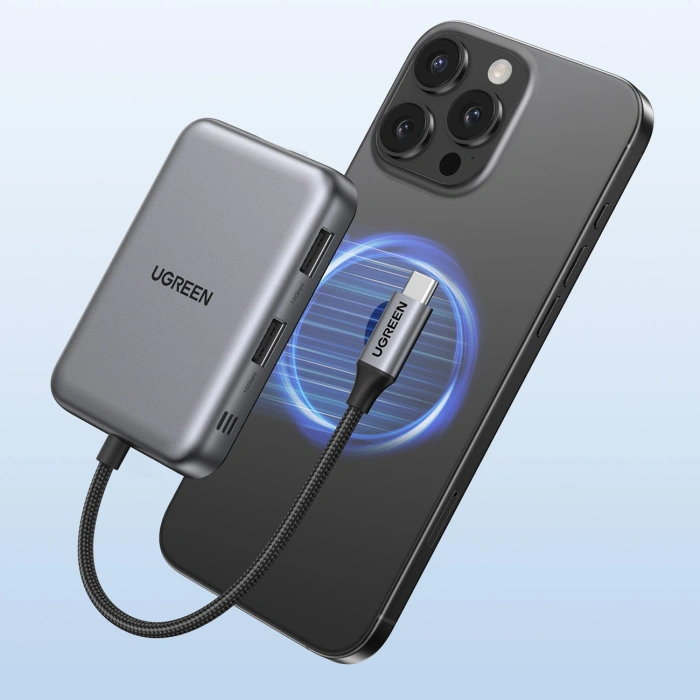 Hub Ugreen USB-C 7in1 HDMI USB-C USB-A SD/TF - grau