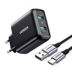 Ladergerät uGREEN 2xUSB-A, 18W, PD3.0, EU (schwarz) CD161