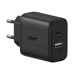 Ugreen X227 20W GaN Wandladegerät 1x USB-A 1x USB-C - Schwarz
