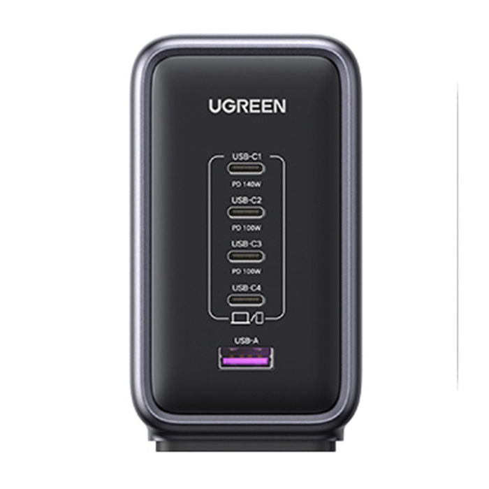 Ładowarka sieciowa UGREEN CD333 Nexode USB + 4x USB-C GaN 300W + kabel USB-C 240W (czarny)