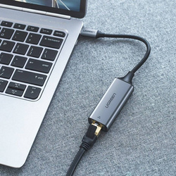 Ugreen externer Netzwerkadapter RJ45 - USB Typ C (1000 Mbps / 1 Gbps) Gigabit Ethernet grau (CM199)