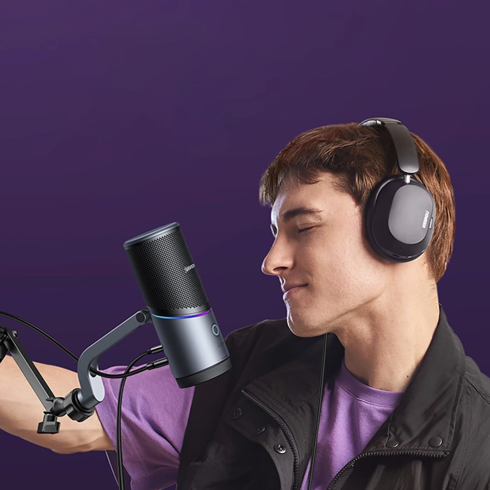 Mikrofon Ugreen CM769 na biurko, z USB-A, RGB LED - srebrny