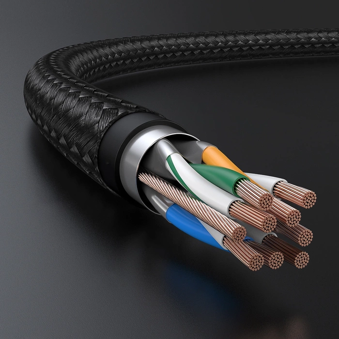 UGREEN NW150 Kabel geflochtenes Netzwerkkabel, Ethernet RJ45, Kat.7, F/FTP, 0,5m (schwarz)