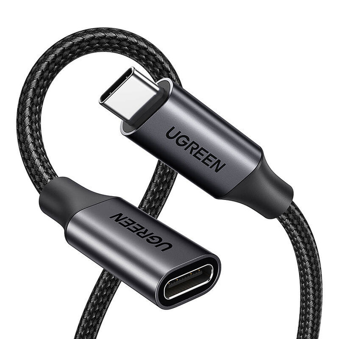 Kabel USB 3.2 Ugreen US372 męski USB-C do żeński USB-C Gen2 0,5m (czarny)