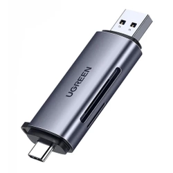 Ugreen CM185 50706 reader for SD / micro SD cards on USB-A 3.0 / USB-C 3.0 - gray